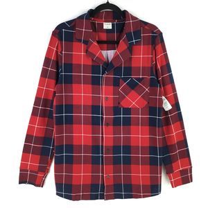 Soma Mens Blanket Plaid Navy Pajama Shirt Sz S Embraceable Notch Collar NEW